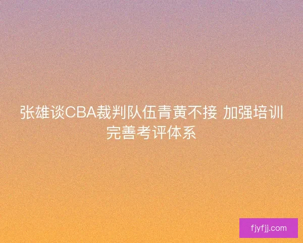 张雄谈CBA裁判队伍青黄不接 加强培训完善考评体系